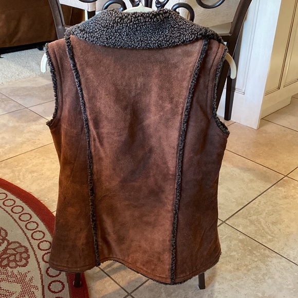 FoxRun Vintage LEATHER Womens Brown Winter Vest Sz M Four Buttons Front Pockets - Picture 6 of 17